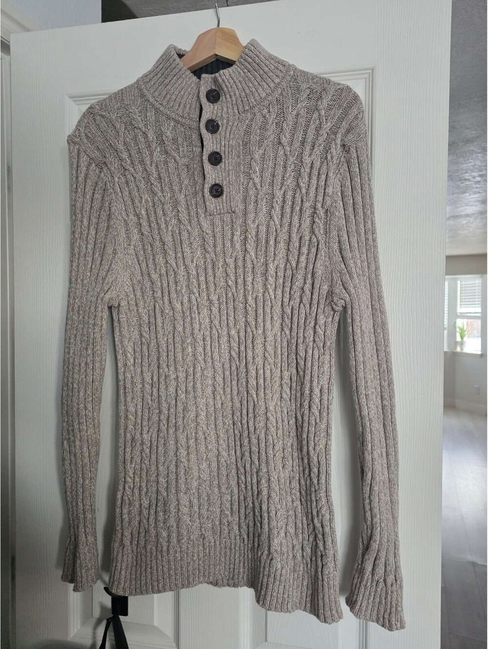 Tasso Elba 100% cotton mockneck 1/4 button sweater size Medium